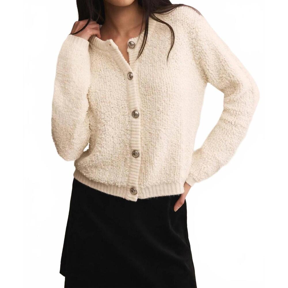 Z Supply Cream Button-Up Bouclé Cardigan
